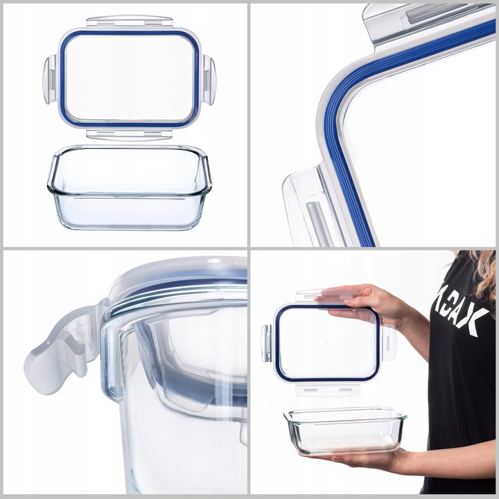 SZKLANY POJEMNIK NA ŻYWNOŚĆ JEDZENIE 1040ml Z POKRYWKĄ PUDEŁKO ŚNIADANIÓWKA