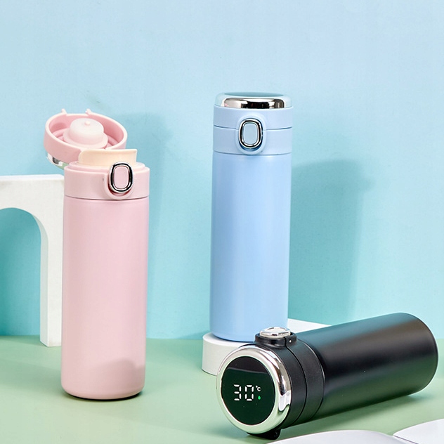 KUBEK TERMICZNY DUŻY TERMOS Z USTNIKIEM 420ML LCD SMART