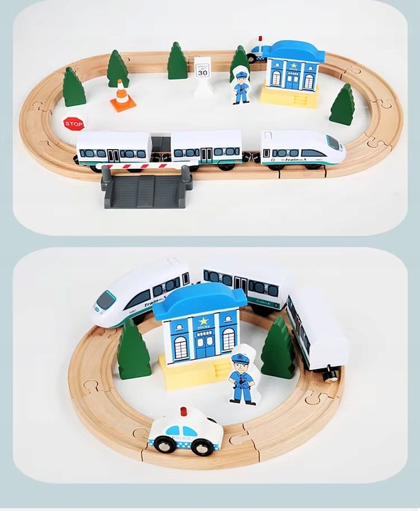 DREWNIANA KOLEJKA POCIĄG NA BATERIE TOR TORY ZESTAW AUTO DLA DZIECI XL 3,2M