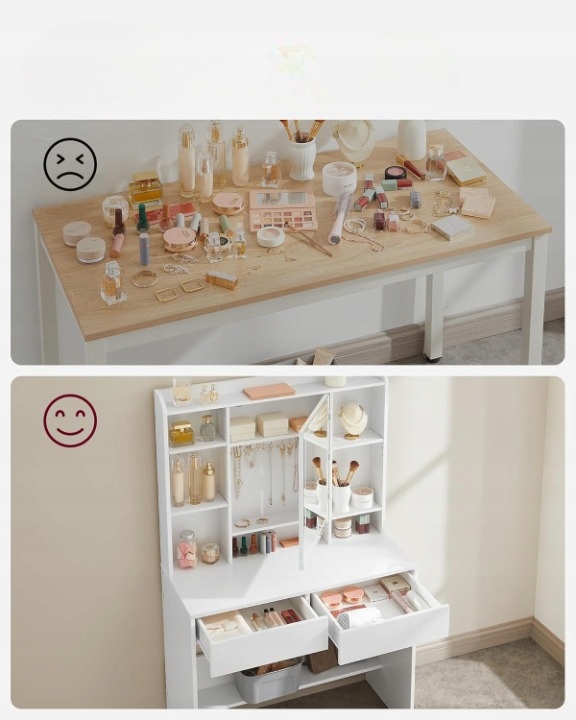 Toaletka lustro LED oświetlenie regulowana biała nowoczesna