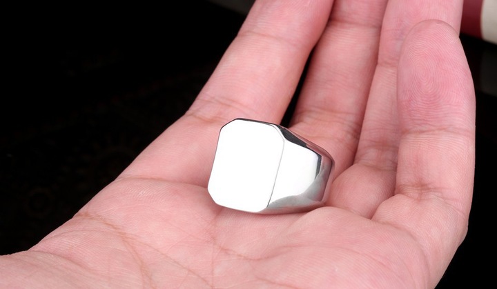 POLEROWANY STALOWY SYGNET STAL 316L JAKOŚĆ R.15