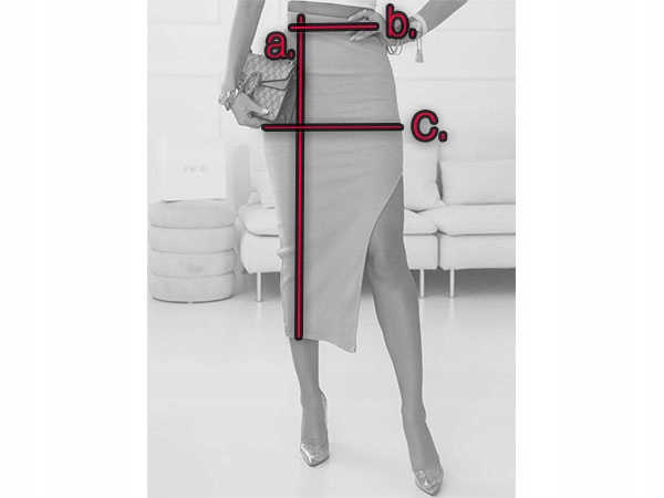 Spódnica ołówkowa prążkowana z rozcięciem dopasowana prążek modna L/XL