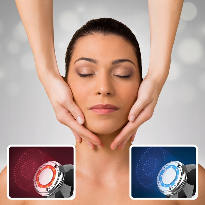 MEZOTERAPIA BEZIGŁOWA MASAŻER DO TWARZY EMS MASAŻ 5w1 LIFTING LED + GRATIS