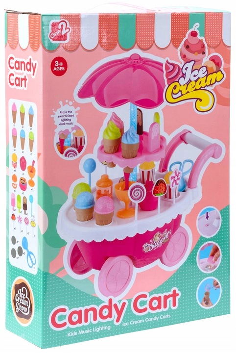WÓZEK LODZIARNIA SKLEP ZE SŁODYCZAMI DŹWIĘKI i LED