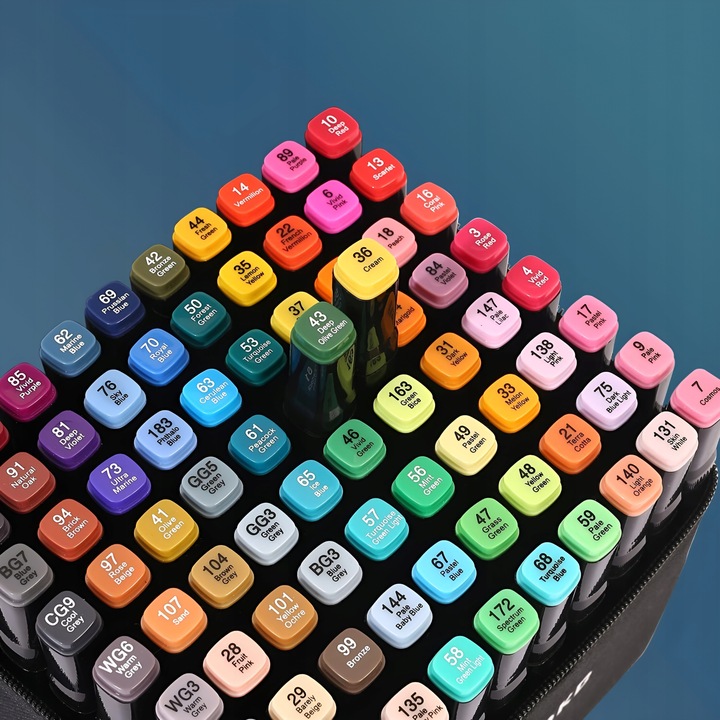 MARKERY ALKOHOLOWE FLAMASTRY MAZAKI PISAKI DWUSTRONNE ZESTAW 80 SZT + TORBA