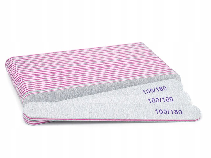 100 x PILNIK DO PAZNOKCI PROSTY ZEBRA 100/180