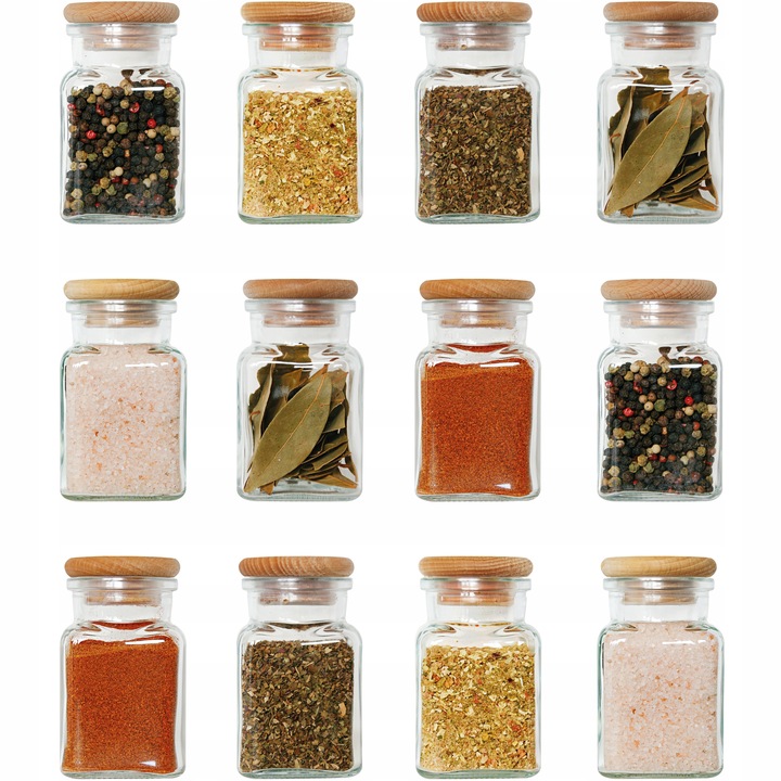 150ml słoik szklany SŁOICZEK na przyprawy z drewnianym wieczkiem 12