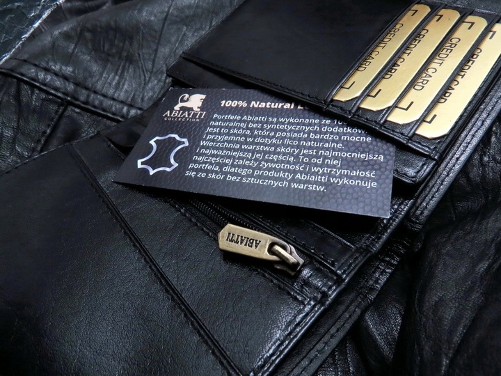 SKÓRZANY PORTFEL MĘSKI ABIATTI OCHRONA KART RFID !