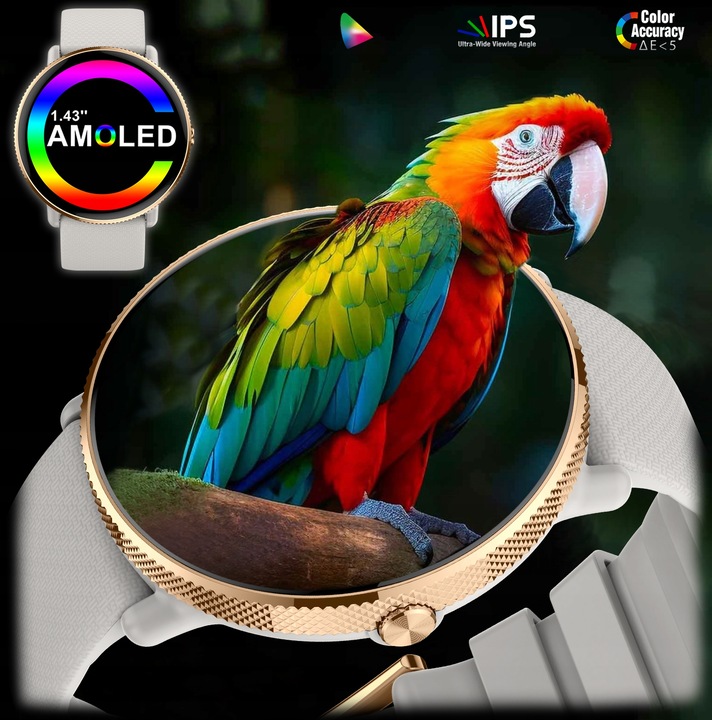 SMARTWATCH DAMSKI AMOLED FUNKCJA ROZMOWY SMS CIŚNIENIOMIERZ POMIAR TĘTNA