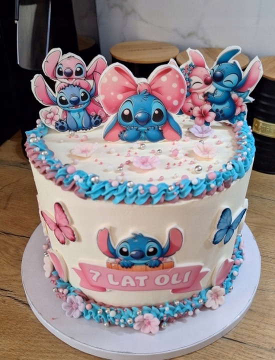 OPŁATEK NA TORT Z CUKRU WYDRUK LILO i STICH STITCH CUKROWA DEKORACJA