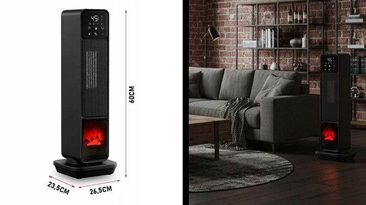 Termowentylator farelka nagrzewnica elektryczna kolumnowy kominek +