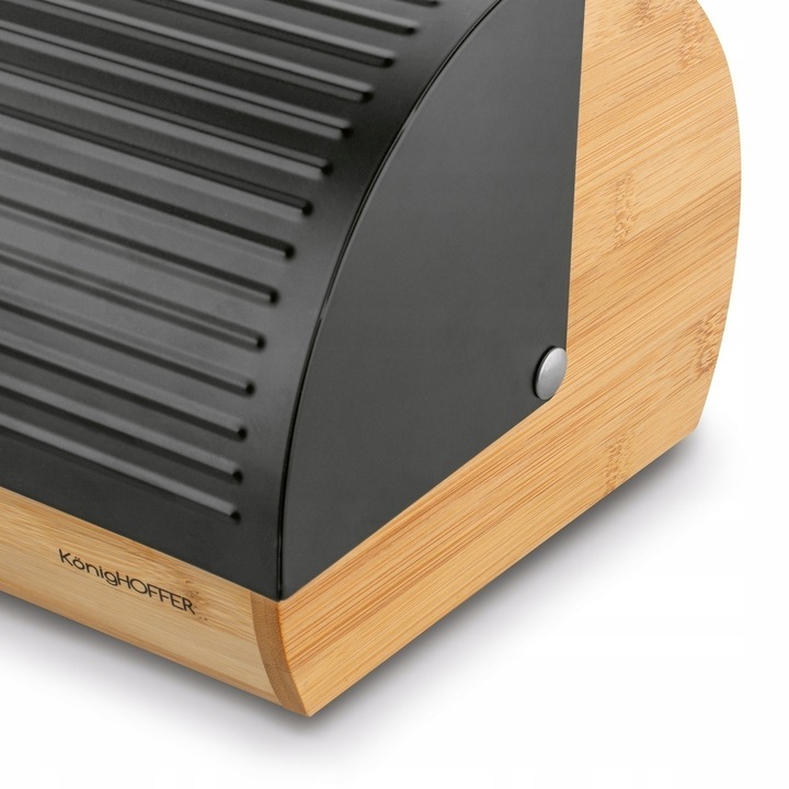 CHLEBAK Bambusowy POJEMNIK CHLEB SOLIDNY LOFTOWY Czarny Konighoffer