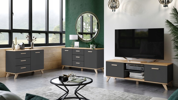 Szafka Nocna Stolik Nocny 45x35cm 2 SZUFLADY do Sypialni Dąb Wotan