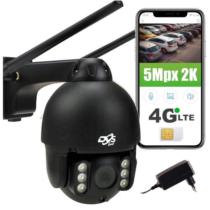 ZEWNĘTRZNA KAMERA NA KARTĘ SIM GSM LTE OBROTOWA 5MPX DUALNE DOŚWIETLENIE