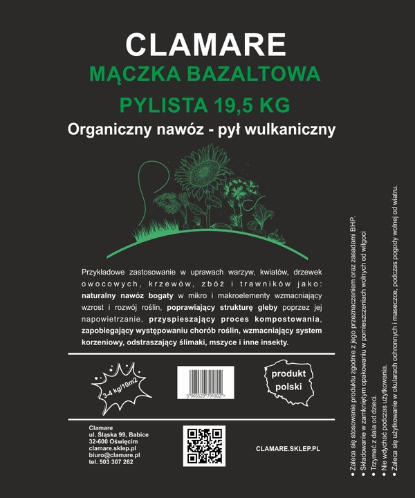 Mączka bazaltowa naturalny nawóz do roślin warzyw 19,5 kg