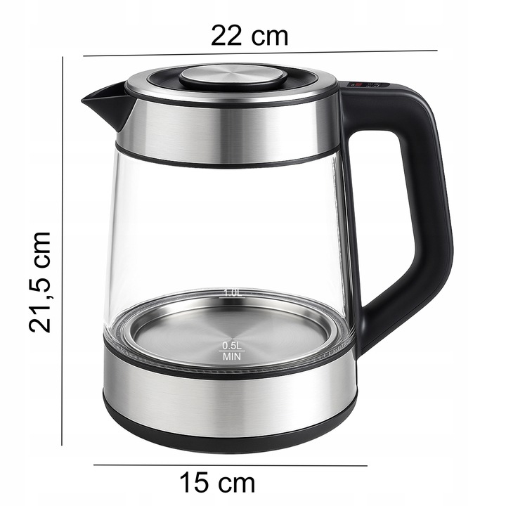 DUŻY CZAJNIK ELEKTRYCZNY 1,7L REGULACJA TEMPERATURY PODŚWIETLANY RGB