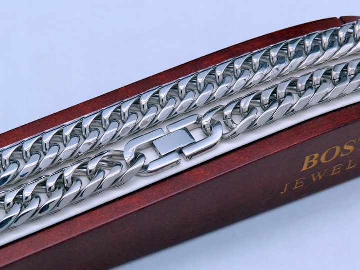 GRUBY SREBRNY ŁAŃCUSZEK Z KRZYŻYKIEM 316L PREMIUM