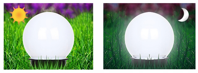 Lampy Solarne Ogrodowe LED Kula Wbijana Słupek Do Ogrodu 10cm Biała
