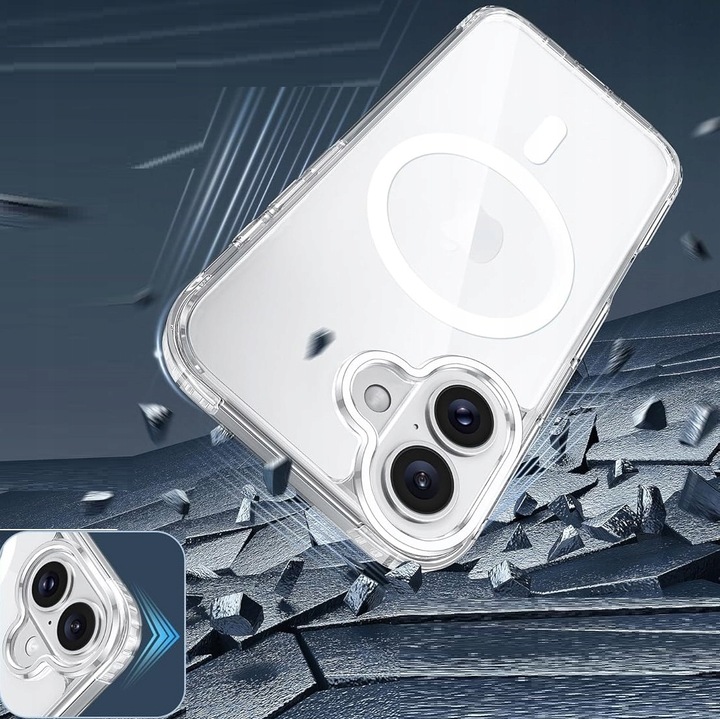 Etui Do iPhone 16 Plus +Szkło 9H WZMACNIANE 360° do MAGSAFE CLEAR CASE