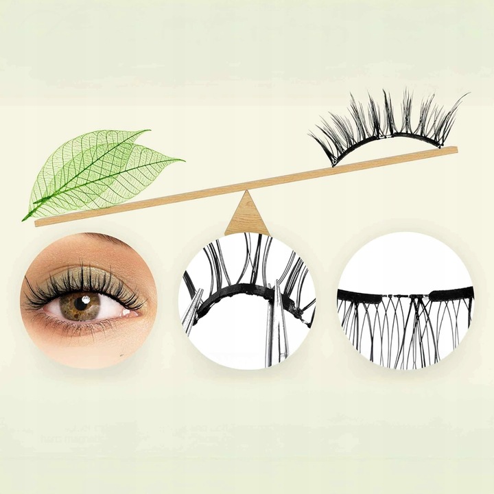 Rzęsy Magnetyczne Sztuczne JAK NATURALNE 2w1 + Aplikator BEZ Kleju