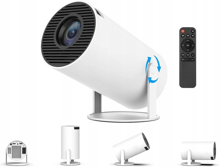 PROJEKTOR RZUTNIK ANDROID TV WIFI FULL HD PRZENOŚNY SMART GŁOŚNIK OBROTOWY