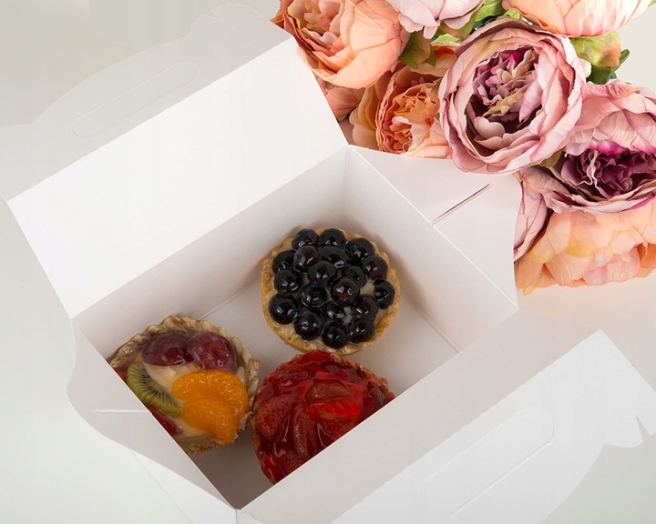 Pudełko Na Ciasto CHRZEST Gładkie Białe Ślub Wesele 10szt