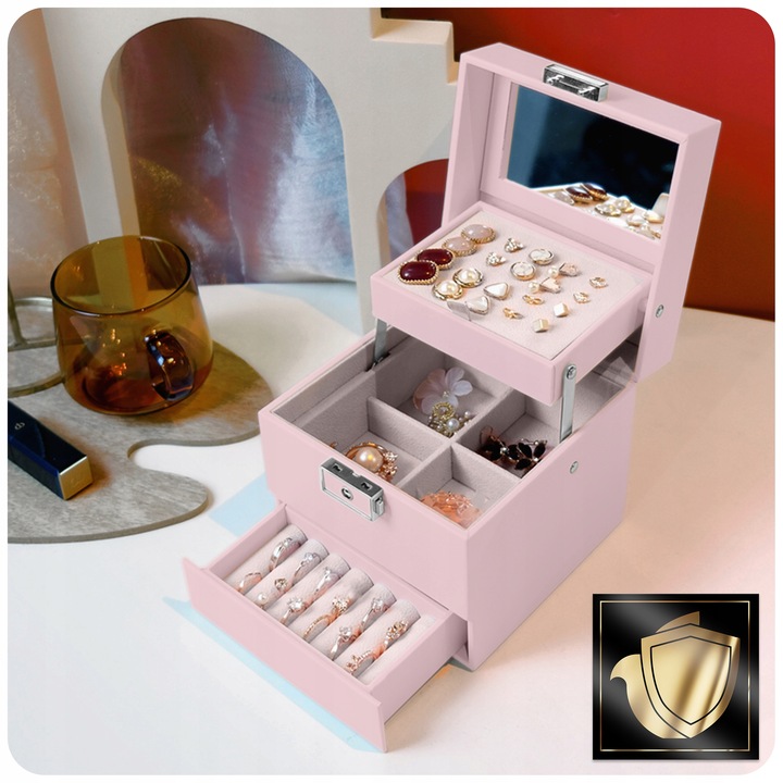 PUDEŁKO SZKATUŁKA NA BIŻUTERIĘ KUFEREK ORGANIZER