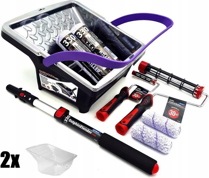 ZESTAW BLUE DOLPHIN 330 4x Wałek Wiadro Barracuda 2x Wkład 2x Uchwyt Kij