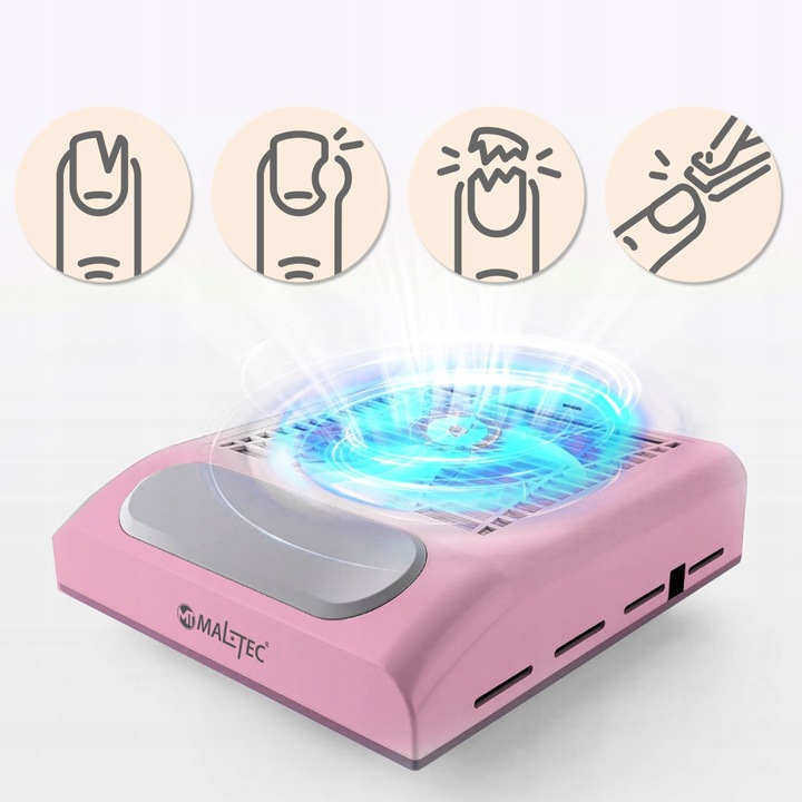 POCHŁANIACZ PYŁU DO PAZNOKCI BEZWORKOWY KASETOWY FILTR 80W RÓŻOWY