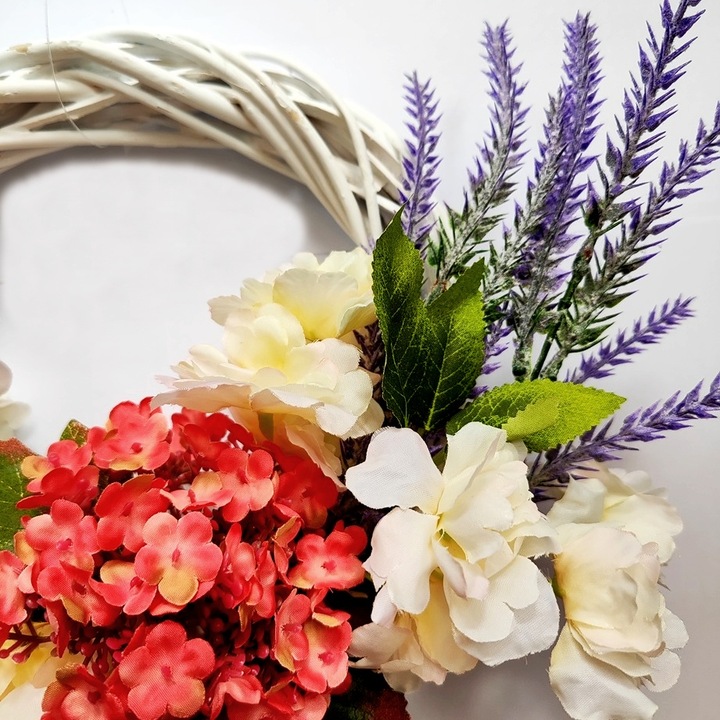 Wianek jesienny dekoracyjny na drzwi wieniec wiklinowy stroik kwiaty