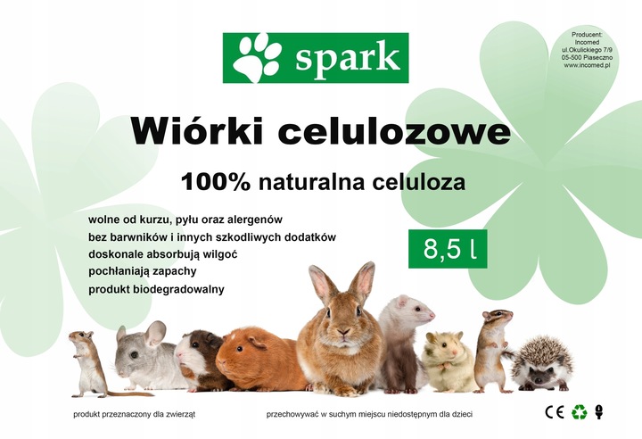 WIÓRKI CELULOZOWE BIO DLA GRYZONI KRÓLIKÓW 8,5L
