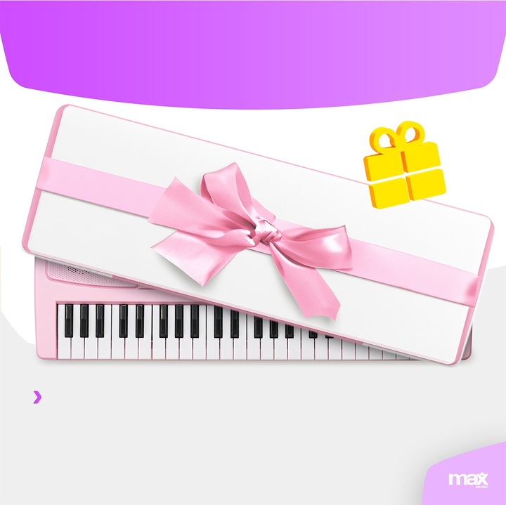 Keyboard dla dziewczynki 49 klawiszy akumulator/ mikrofon KD49P Max różowy