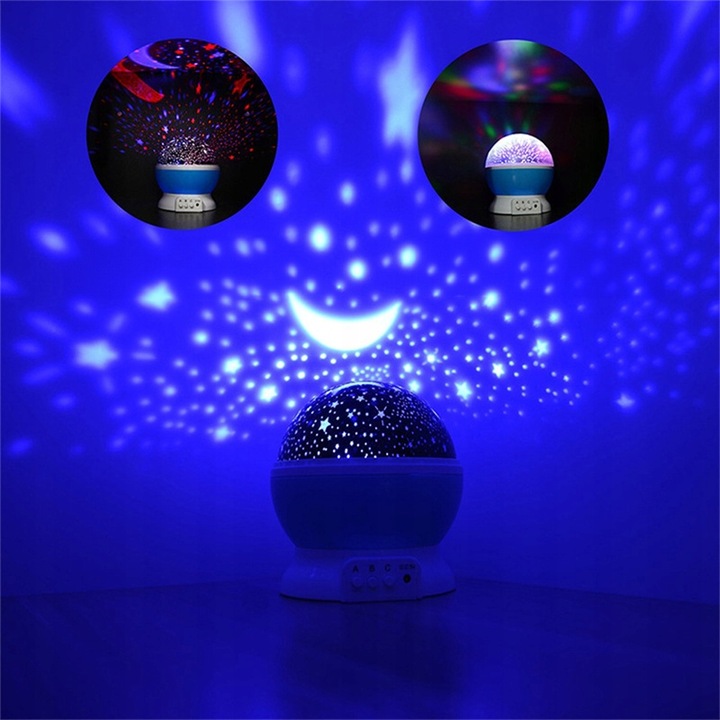 PROJEKTOR GWIAZD KSIĘŻYCA NIEBA OBROTOWY LAMPKA NOCNA RZUTNIK DLA DZIECKA