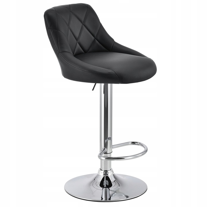 HOKER krzesło barowe pikowane skórzane czarne