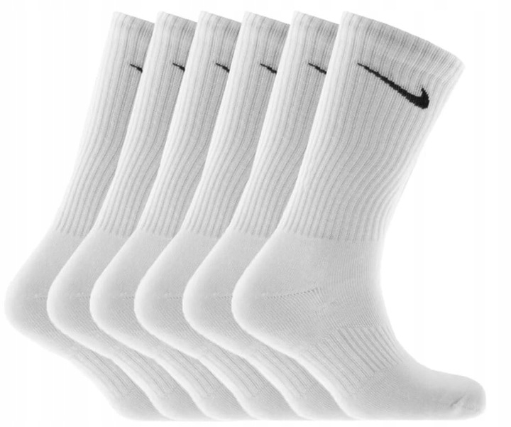 Skarpety Męskie Nike Cushioned 6Par r.42-46 Długie Białe Bawełniane