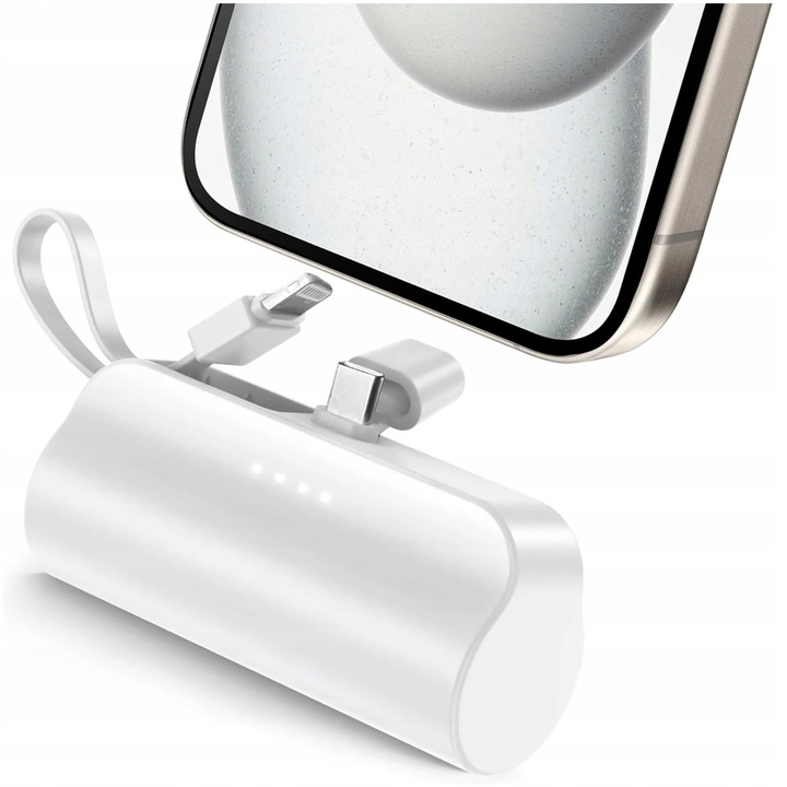 MAŁY PowerBank 5000 mAh kieszonkowy do iPhone 16 15 14 USB-C TYP-C 5000mAh