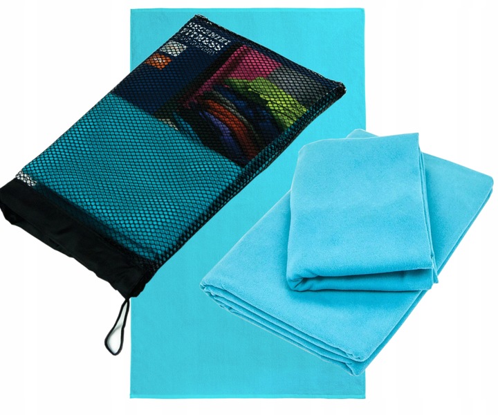 2x RĘCZNIK SZYBKOSCHNĄCY Z MIKROFIBRY PLAŻOWY 70x140 + 50x90 KOMPLET 2szt.