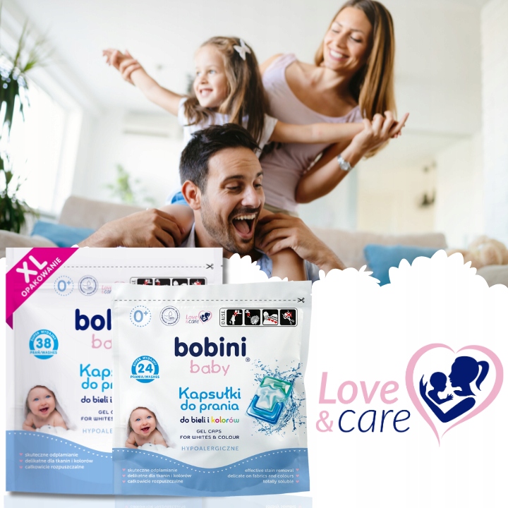 BOBINI Baby Kapsułki do Prania dla Dzieci Hipoalergiczne Białe Kolor 62 szt
