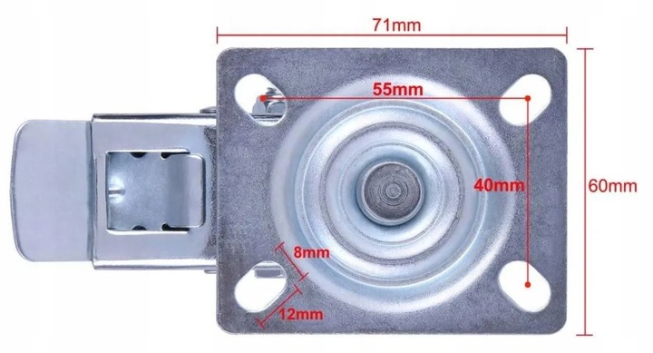 KÓŁKA OBROTOWE 75mm 200kg KOŁA METALOWO GUMOWE ZESTAW JEZDNY WÓZKÓW
