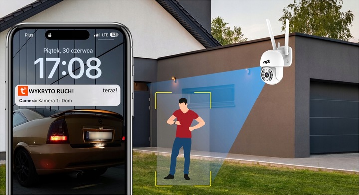 ZEWNĘTRZNA KAMERA WIFI OBROTOWA BEZPRZEWODOWA IP 4Mpx TUYA DVS DO DOMU