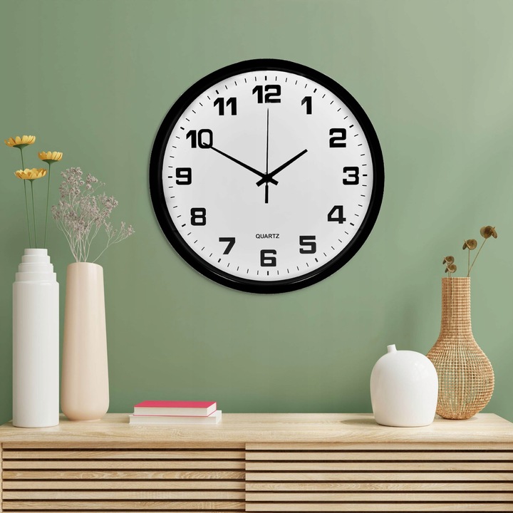 ZEGAR ŚCIENNY czarny 30 cm do salonu kuchni klasyczny