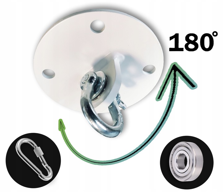 Uchwyt sufitowy z ŁOŻYSKIEM hak do huśtawki FOTELA WISZACEGO BIAŁY MAT