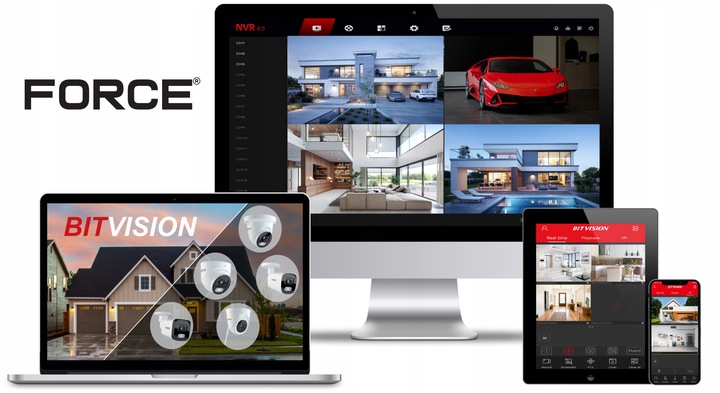 FORCE Zestaw monitoringu 4x Kamera AHD 8MPx 4K, PODGLĄD ONLINE