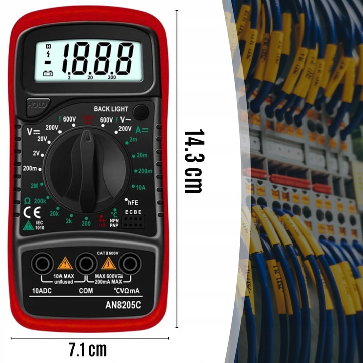 MIERNIK MULTIMETR CYFROWY PRĄDU NAPIĘCIA LCD TESTER UNIWERSALNY AC DC 10A