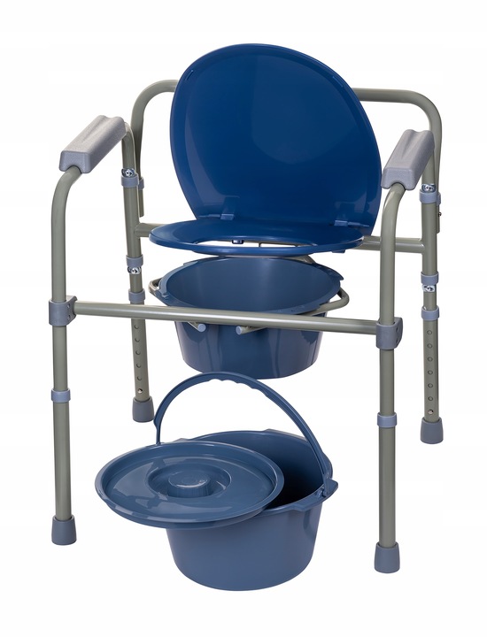 KRZESŁO TOALETOWE TOALETA WC DLA SENIORA SKŁADANE 3w1 PRZENOŚNE MOCNE MED