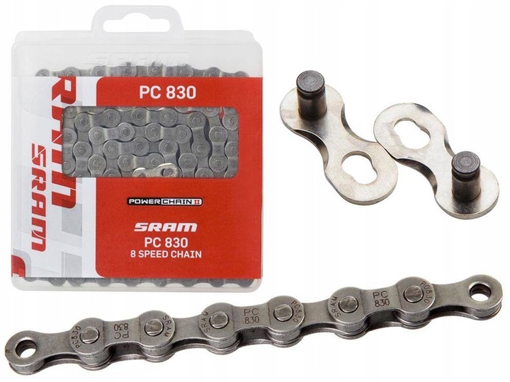 Łańcuch rowerowy SRAM PC-830 6/7/8 rzędowy + spinka, 114 ogniw