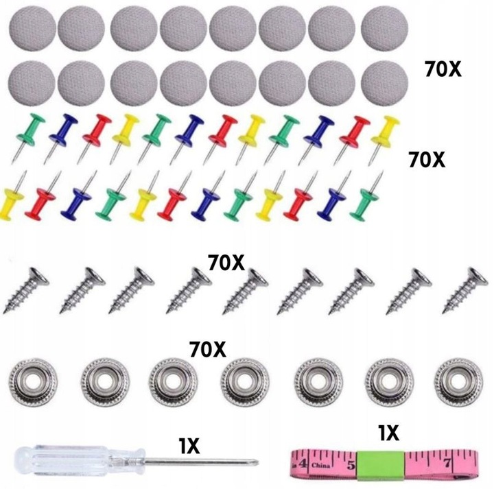 ZESTAW NAPRAWCZY DO PODSUFITKI SAMOCHODOWEJ DO NAPRAWY REGENERACJI 70 el.