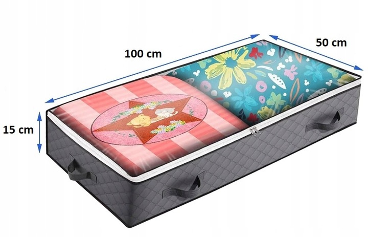 DUŻY ORGANIZER POJEMNIK POKROWIEC POD ŁÓŻKO Na POŚCIEL KOŁDRĘ ZABAWKI