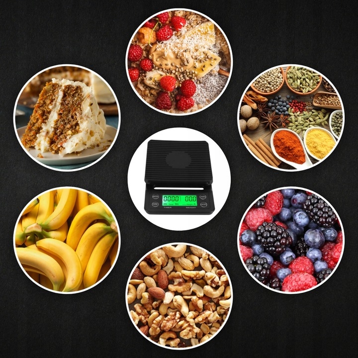 WAGA KUCHENNA ELEKTRONICZNA PRECYZYJNA Z WYŚWIETLACZEM 5000g 1g TIMER