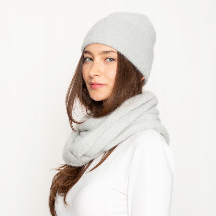 ALPAKA komplet CZAPKA WYWIJANA + KOMIN